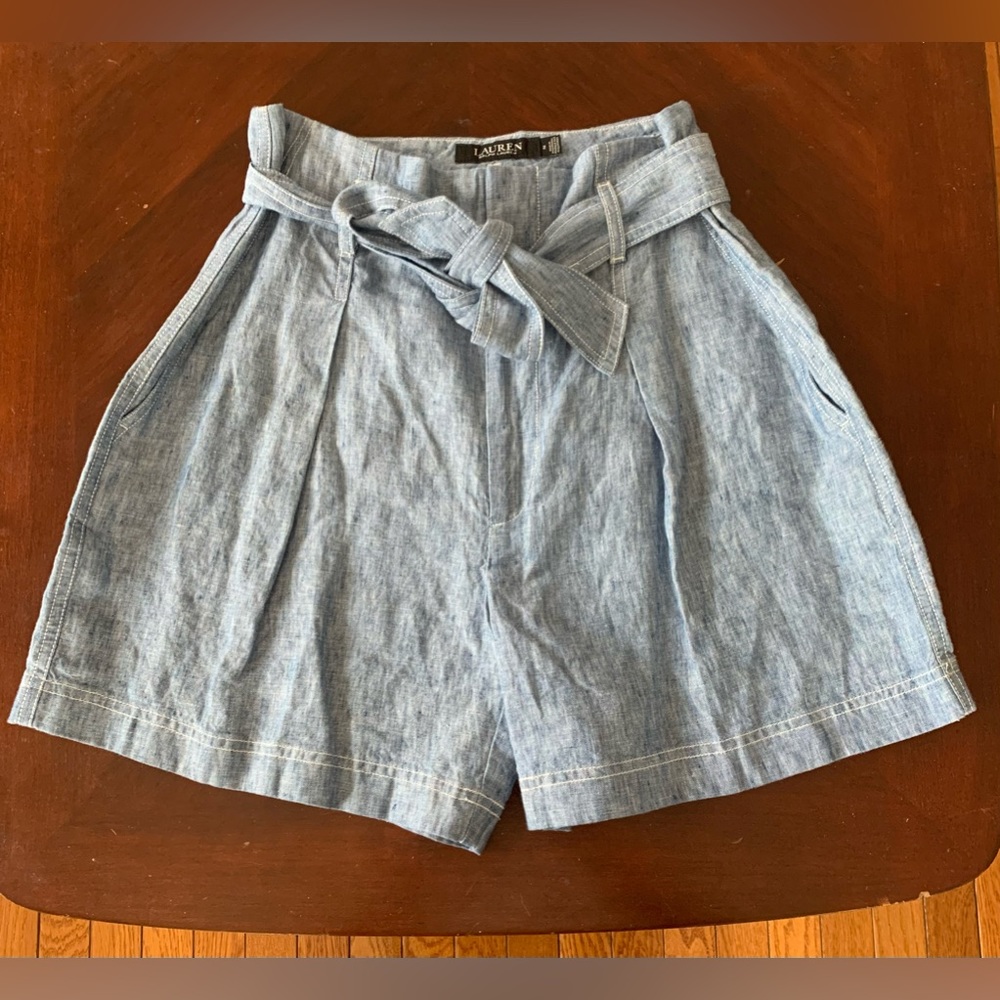 Women’s Ralph Lauren Belted Chambray Shorts